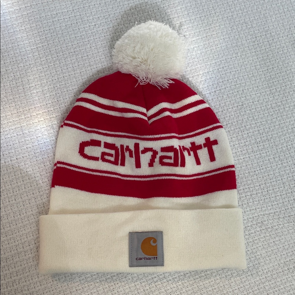 Carhartt Striped Red and White Beanie